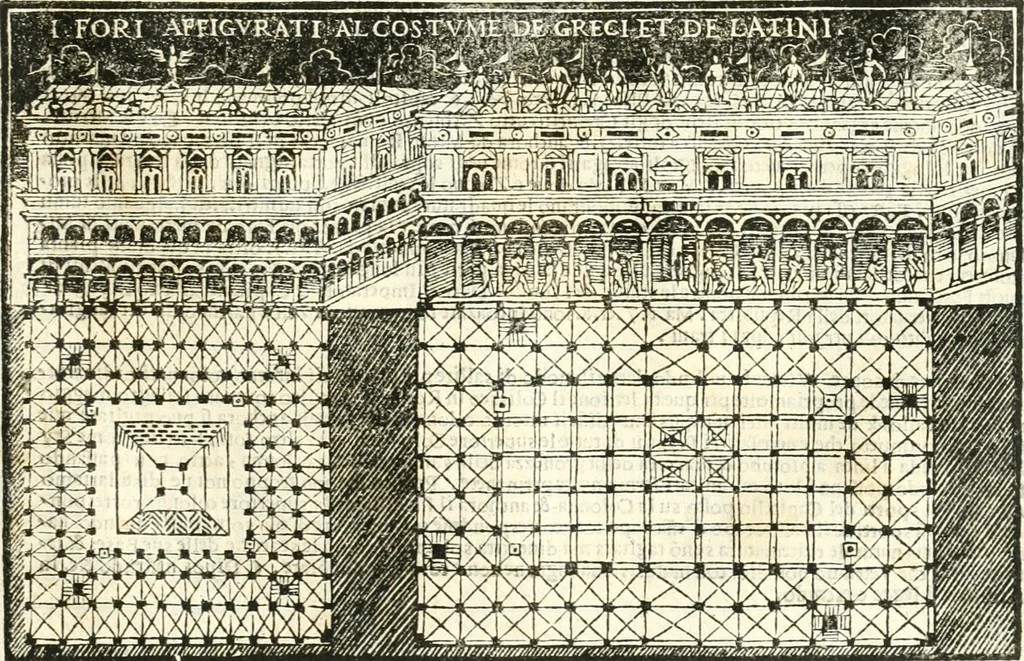 An illustration from Vetrvvio con il svo comento et figvre, 1536, leaf 216