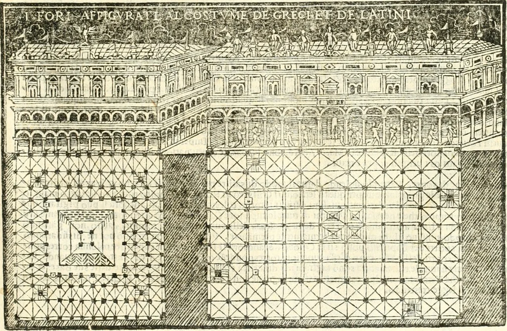 An illustration from Vetrvvio con il svo comento et figvre, 1536, leaf 218