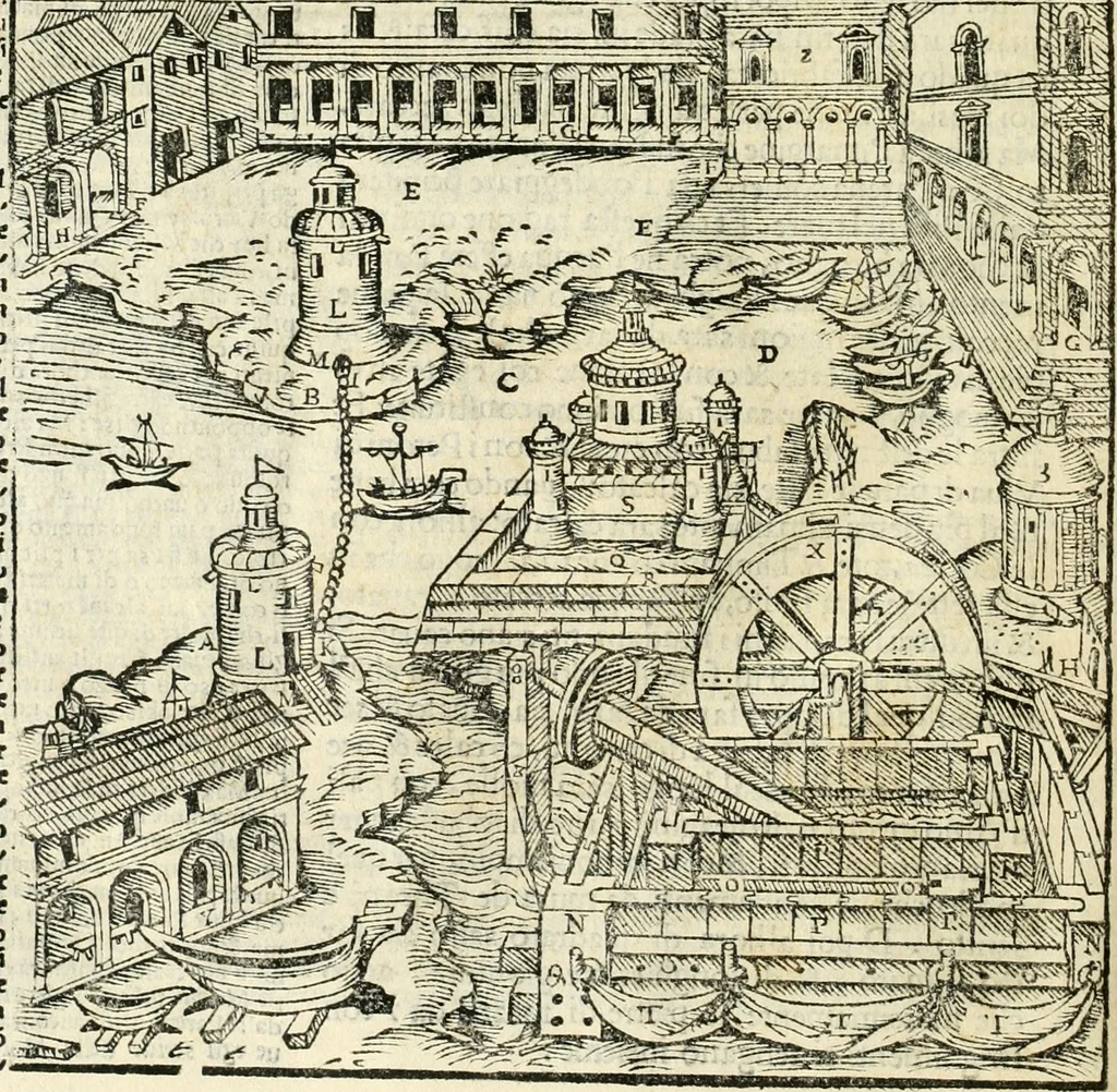 An illustration from Vetrvvio con il svo comento et figvre, 1536, leaf 269