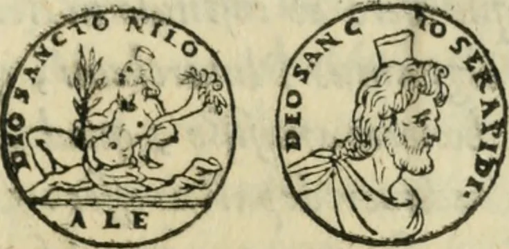 An illustration from Vetvstissimae tabvlae aeneae sacris aegyptiorum simulachris coelatae accurata explicatio : in qua antiquissimarum superstitionum origines, progressiones, ritus ad barbaram, graecam, romanamque historiam illustrandam enarrantur, & multa scriptorum veterum loca qua explanantur, qua emendantur, 1605, leaf 100