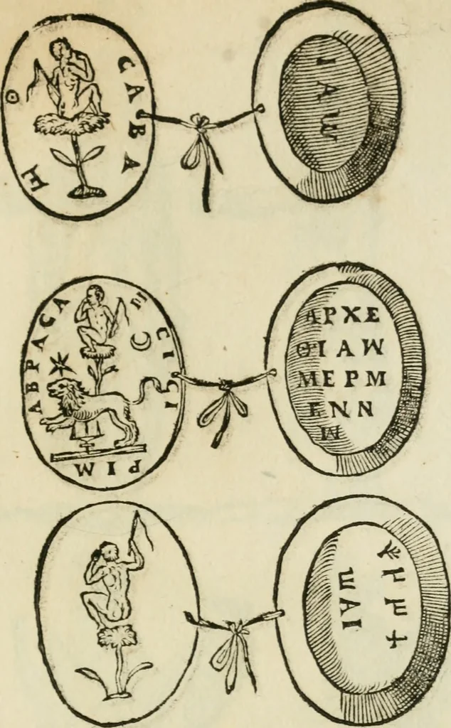 An illustration from Vetvstissimae tabvlae aeneae sacris aegyptiorum simulachris coelatae accurata explicatio : in qua antiquissimarum superstitionum origines, progressiones, ritus ad barbaram, graecam, romanamque historiam illustrandam enarrantur, & multa scriptorum veterum loca qua explanantur, qua emendantur, 1605, leaf 110