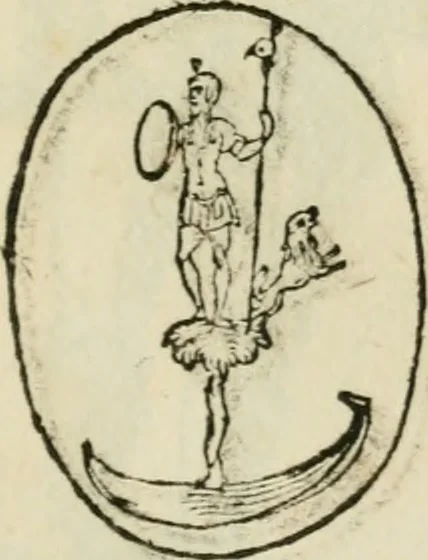 An illustration from Vetvstissimae tabvlae aeneae sacris aegyptiorum simulachris coelatae accurata explicatio : in qua antiquissimarum superstitionum origines, progressiones, ritus ad barbaram, graecam, romanamque historiam illustrandam enarrantur, & multa scriptorum veterum loca qua explanantur, qua emendantur, 1605, leaf 110