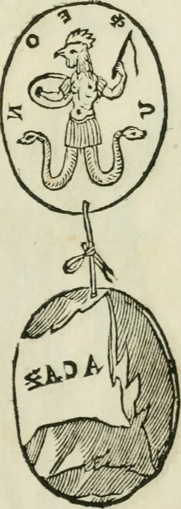 An illustration from Vetvstissimae tabvlae aeneae sacris aegyptiorum simulachris coelatae accurata explicatio : in qua antiquissimarum superstitionum origines, progressiones, ritus ad barbaram, graecam, romanamque historiam illustrandam enarrantur, & multa scriptorum veterum loca qua explanantur, qua emendantur, 1605, leaf 110