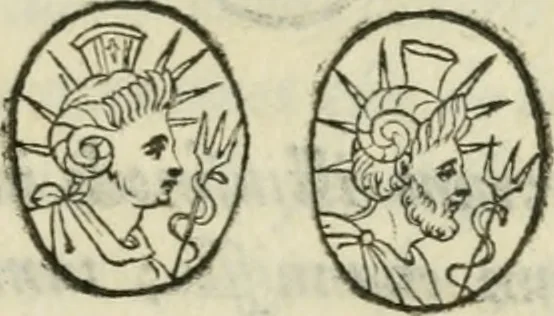 An illustration from Vetvstissimae tabvlae aeneae sacris aegyptiorum simulachris coelatae accurata explicatio : in qua antiquissimarum superstitionum origines, progressiones, ritus ad barbaram, graecam, romanamque historiam illustrandam enarrantur, & multa scriptorum veterum loca qua explanantur, qua emendantur, 1605, leaf 22