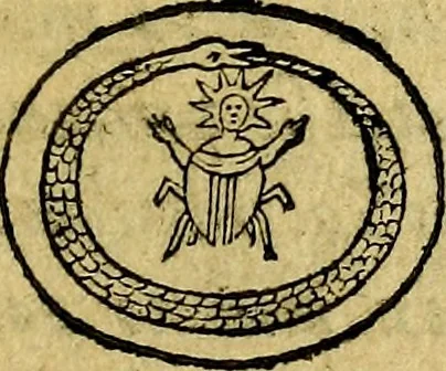 An illustration from Vetvstissimae tabvlae aeneae sacris Aegyptiorum simulachris coelatae accurata explicatio, in qua antiquissimarum superstitionum origines, progressiones, ritus ad barbaram, graecam, romanamque historiam illustrandam enarrantur, & multa scriptorum veterum loca qua explanantur, qua emendantur:, 1605, leaf 76