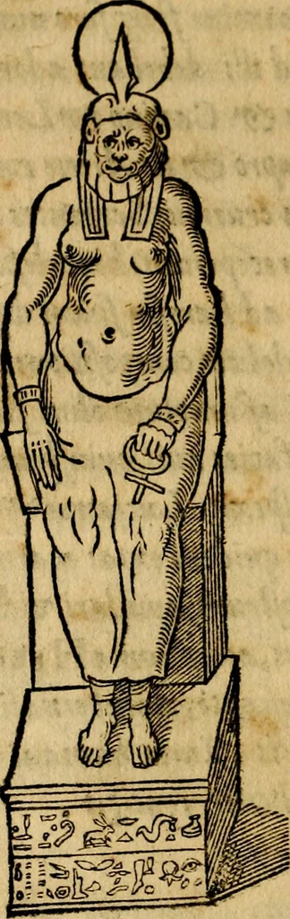 An illustration from Vetvstissimae tabvlae aeneae sacris Aegyptiorum simulachris coelatae accurata explicatio, in qua antiquissimarum superstitionum origines, progressiones, ritus ad barbaram, graecam, romanamque historiam illustrandam enarrantur, & multa scriptorum veterum loca qua explanantur, qua emendantur:, 1605, leaf 81