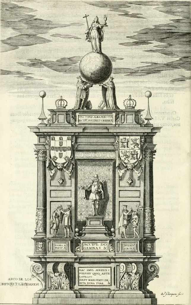 An illustration from Viagem da Catholica Real Magestade del Rey D. Filipe II N.S. ao Reyno de Portvgal e rellaçao do solene recebimento que nelle se lhe fez S. Magestade a mandou, 1621, leaf 109