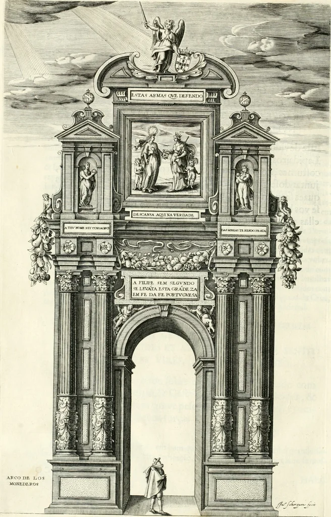 An illustration from Viagem da Catholica Real Magestade del Rey D. Filipe II N.S. ao Reyno de Portvgal e rellaçao do solene recebimento que nelle se lhe fez S. Magestade a mandou, 1621, leaf 113