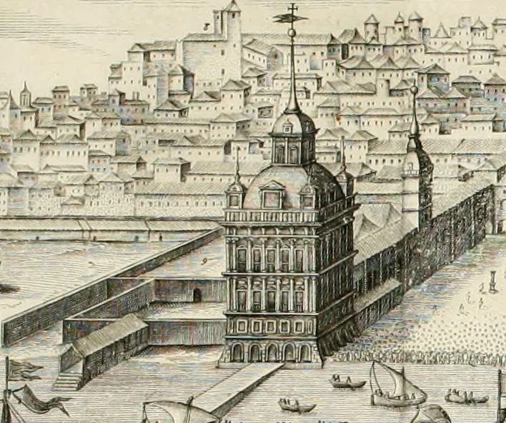 An illustration from Viagem da Catholica Real Magestade del Rey D. Filipe II N.S. ao Reyno de Portvgal e rellaçao do solene recebimento que nelle se lhe fez S. Magestade a mandou, 1621, leaf 39