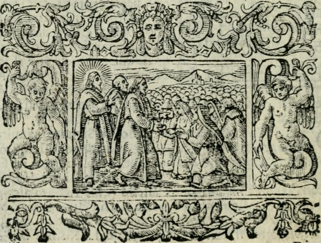 An illustration from Viaggio da Venetia al Santo Sepolcro, et al monte Sinai; col dissegno delle città, castelli, ville, chiese, monasterij, isole, porti, & fiumi, che sin là si ritrouano; et vna breue regola di quanto si dee osseruar nel detto viaggio, e quel che si paga da luoco à luoco, sì di dacij, come d'altre cose, 1606, leaf 111