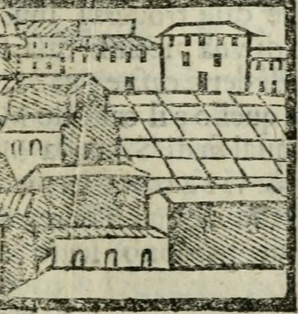 An illustration from Viaggio da Venetia al Santo Sepolcro, et al monte Sinai; col dissegno delle città, castelli, ville, chiese, monasterij, isole, porti, & fiumi, che sin là si ritrouano; et vna breue regola di quanto si dee osseruar nel detto viaggio, e quel che si paga da luoco à luoco, sì di dacij, come d'altre cose, 1606, leaf 116