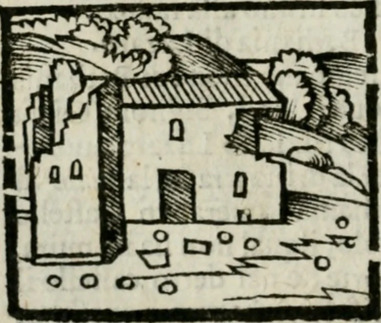An illustration from Viaggio da Venetia al Santo Sepolcro, et al monte Sinai; col dissegno delle città, castelli, ville, chiese, monasterij, isole, porti, & fiumi, che sin là si ritrouano; et vna breue regola di quanto si dee osseruar nel detto viaggio, e quel che si paga da luoco à luoco, sì di dacij, come d'altre cose, 1606, leaf 117