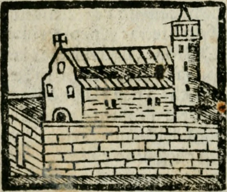 An illustration from Viaggio da Venetia al Santo Sepolcro, et al monte Sinai; col dissegno delle città, castelli, ville, chiese, monasterij, isole, porti, & fiumi, che sin là si ritrouano; et vna breue regola di quanto si dee osseruar nel detto viaggio, e quel che si paga da luoco à luoco, sì di dacij, come d'altre cose, 1606, leaf 179