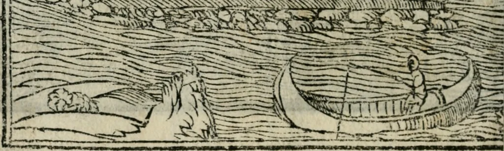 An illustration from Viaggio da Venetia al Santo Sepolcro, et al monte Sinai; col dissegno delle città, castelli, ville, chiese, monasterij, isole, porti, & fiumi, che sin là si ritrouano; et vna breue regola di quanto si dee osseruar nel detto viaggio, e quel che si paga da luoco à luoco, sì di dacij, come d'altre cose, 1606, leaf 19