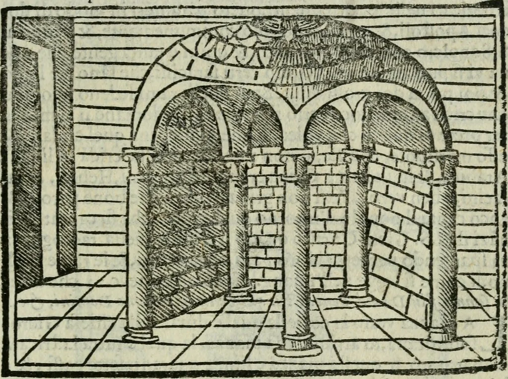 An illustration from Viaggio da Venetia al Santo Sepolcro, et al monte Sinai; col dissegno delle città, castelli, ville, chiese, monasterij, isole, porti, & fiumi, che sin là si ritrouano; et vna breue regola di quanto si dee osseruar nel detto viaggio, e quel che si paga da luoco à luoco, sì di dacij, come d'altre cose, 1606, leaf 54