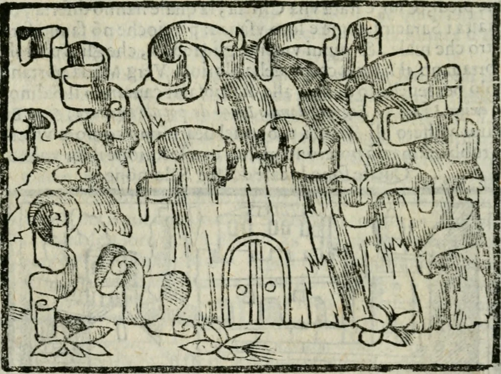 An illustration from Viaggio da Venetia al Santo Sepolcro, et al monte Sinai; col dissegno delle città, castelli, ville, chiese, monasterij, isole, porti, & fiumi, che sin là si ritrouano; et vna breue regola di quanto si dee osseruar nel detto viaggio, e quel che si paga da luoco à luoco, sì di dacij, come d'altre cose, 1606, leaf 67