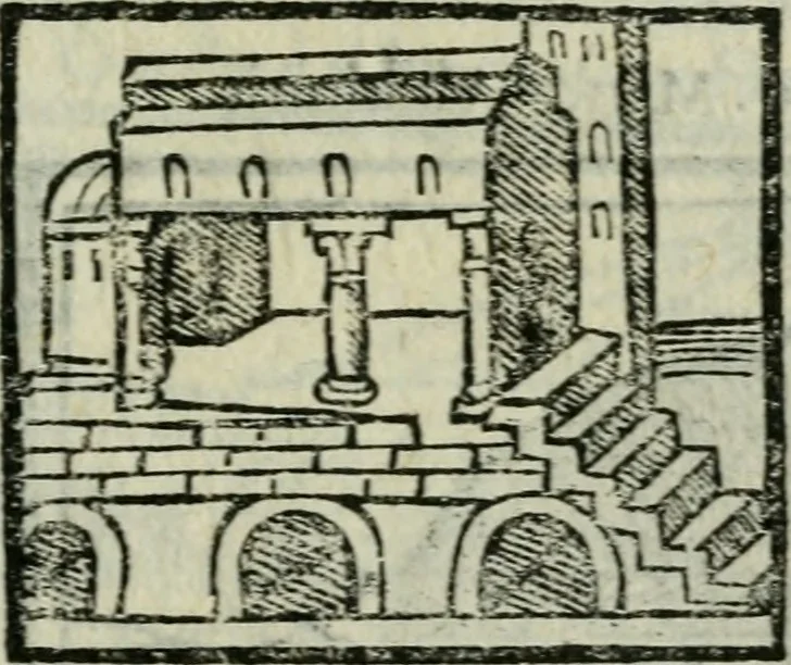 An illustration from Viaggio da Venetia al Santo Sepolcro, et al monte Sinai; col dissegno delle città, castelli, ville, chiese, monasterij, isole, porti, & fiumi, che sin là si ritrouano; et vna breue regola di quanto si dee osseruar nel detto viaggio, e quel che si paga da luoco à luoco, sì di dacij, come d'altre cose, 1606, leaf 72