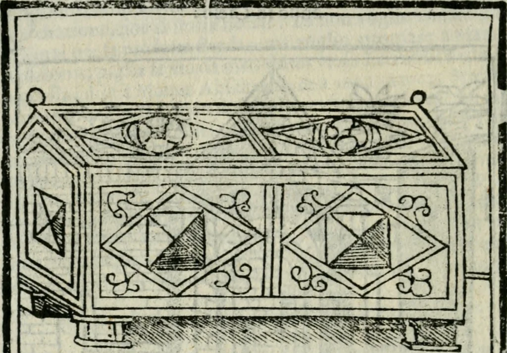 An illustration from Viaggio da Venetia al Santo Sepolcro, et al monte Sinai; col dissegno delle città, castelli, ville, chiese, monasterij, isole, porti, & fiumi, che sin là si ritrouano; et vna breue regola di quanto si dee osseruar nel detto viaggio, e quel che si paga da luoco à luoco, sì di dacij, come d'altre cose, 1606, leaf 77