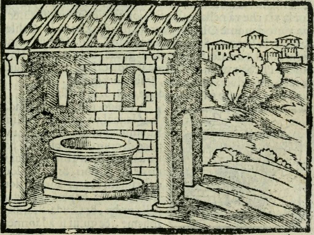 An illustration from Viaggio da Venetia al Santo Sepolcro, et al monte Sinai; col dissegno delle città, castelli, ville, chiese, monasterij, isole, porti, & fiumi, che sin là si ritrouano; et vna breue regola di quanto si dee osseruar nel detto viaggio, e quel che si paga da luoco à luoco, sì di dacij, come d'altre cose, 1606, leaf 78
