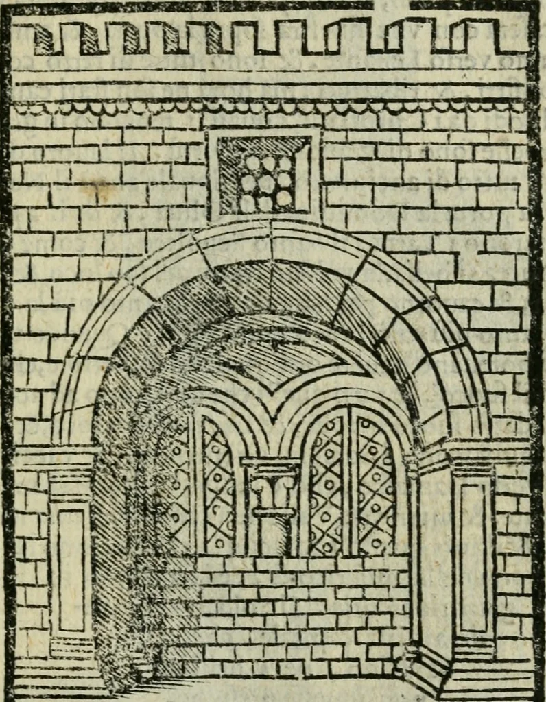 An illustration from Viaggio da Venetia al Santo Sepolcro, et al monte Sinai; col dissegno delle città, castelli, ville, chiese, monasterij, isole, porti, & fiumi, che sin là si ritrouano; et vna breue regola di quanto si dee osseruar nel detto viaggio, e quel che si paga da luoco à luoco, sì di dacij, come d'altre cose, 1606, leaf 84