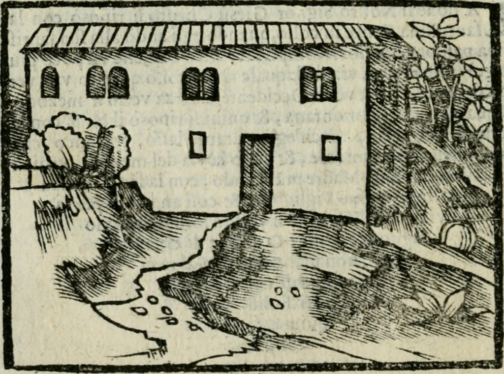 An illustration from Viaggio da Venetia al Santo Sepolcro, et al monte Sinai; col dissegno delle città, castelli, ville, chiese, monasterij, isole, porti, & fiumi, che sin là si ritrouano; et vna breue regola di quanto si dee osseruar nel detto viaggio, e quel che si paga da luoco à luoco, sì di dacij, come d'altre cose, 1606, leaf 91