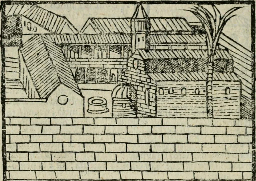 An illustration from Viaggio da Venetia al Santo Sepolcro, et al monte Sinai; col dissegno delle città, castelli, ville, chiese, monasterij, isole, porti, & fiumi, che sin là si ritrouano; et vna breue regola di quanto si dee osseruar nel detto viaggio, e quel che si paga da luoco à luoco, sì di dacij, come d'altre cose, 1606, leaf 99