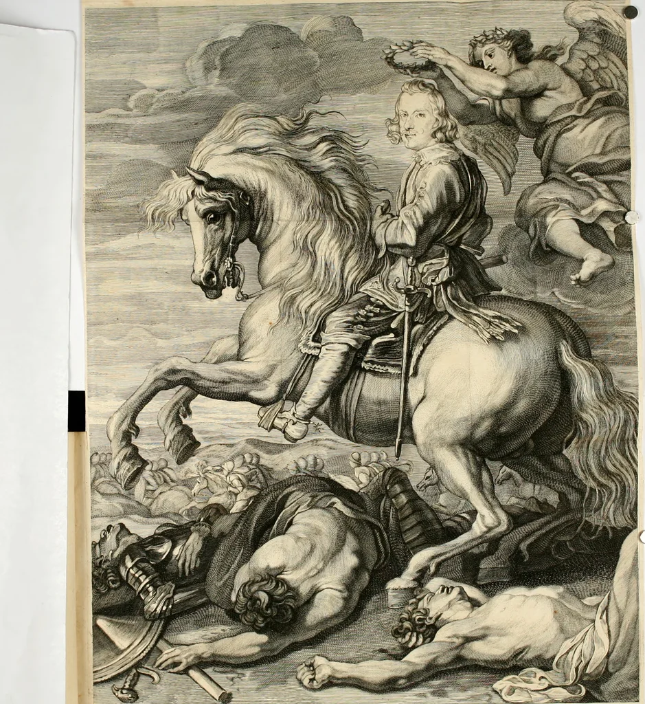 An illustration from Viaje del infante cardenal Don Fernando de Austria, desde 12. de abril 1632. que saliò de Madrid con Su Magestad D. Felipe IV. su hermano para la çiudad de Barçelona, hasta 4. de noviembre de 1634. que entrò en la de Bruselas, 1635, leaf 13
