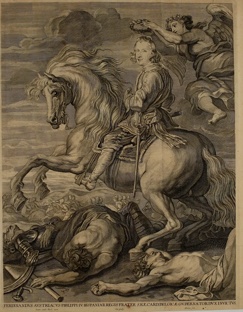 An illustration from Viaje del infante cardenal don Fernando de Avstria, desde 12. de abril 1632. que saliò de Madrid con Su Magestad D. Felipe IV. su hermano para la çiudad de Barçelona, hasta 4. de noviembre de 1634. que entrò en la de Bruselas, 1635, leaf 14