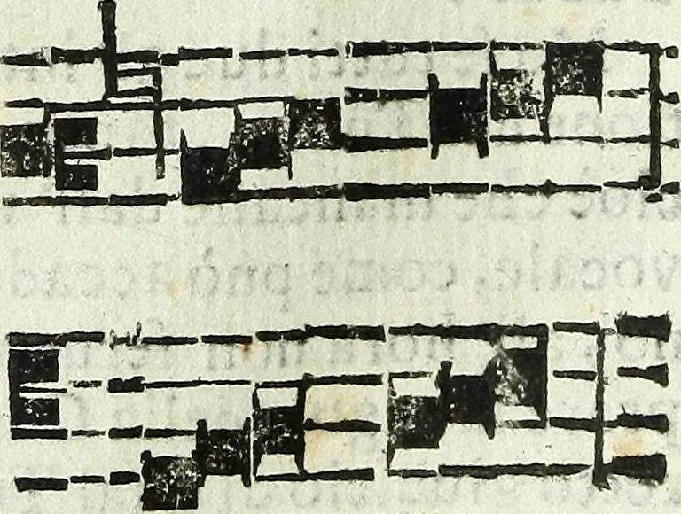 An illustration from Via retta della voce corale, 1671, leaf 121