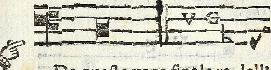 An illustration from Via retta della voce corale, 1671, leaf 172