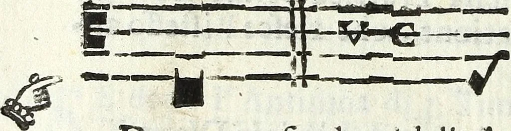 An illustration from Via retta della voce corale, 1671, leaf 177