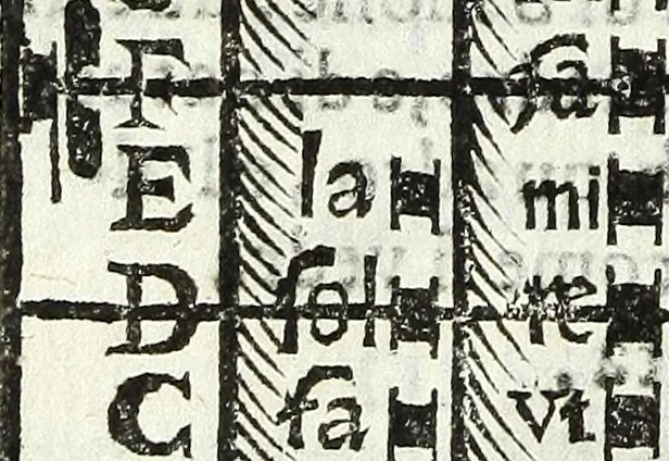 An illustration from Via retta della voce corale, 1671, leaf 39