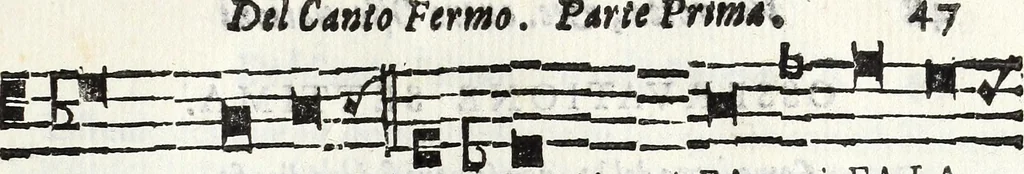 An illustration from Via retta della voce corale, 1671, leaf 58