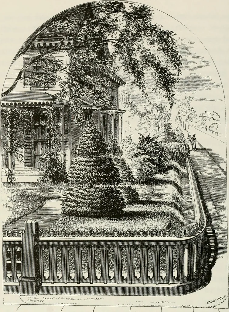An illustration from Victorian gardens: The art of beautifying suburban home grounds, 1870, leaf 17