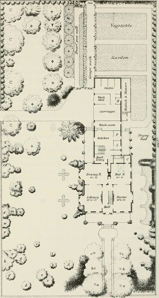 An illustration from Victorian gardens: The art of beautifying suburban home grounds, 1870, leaf 275
