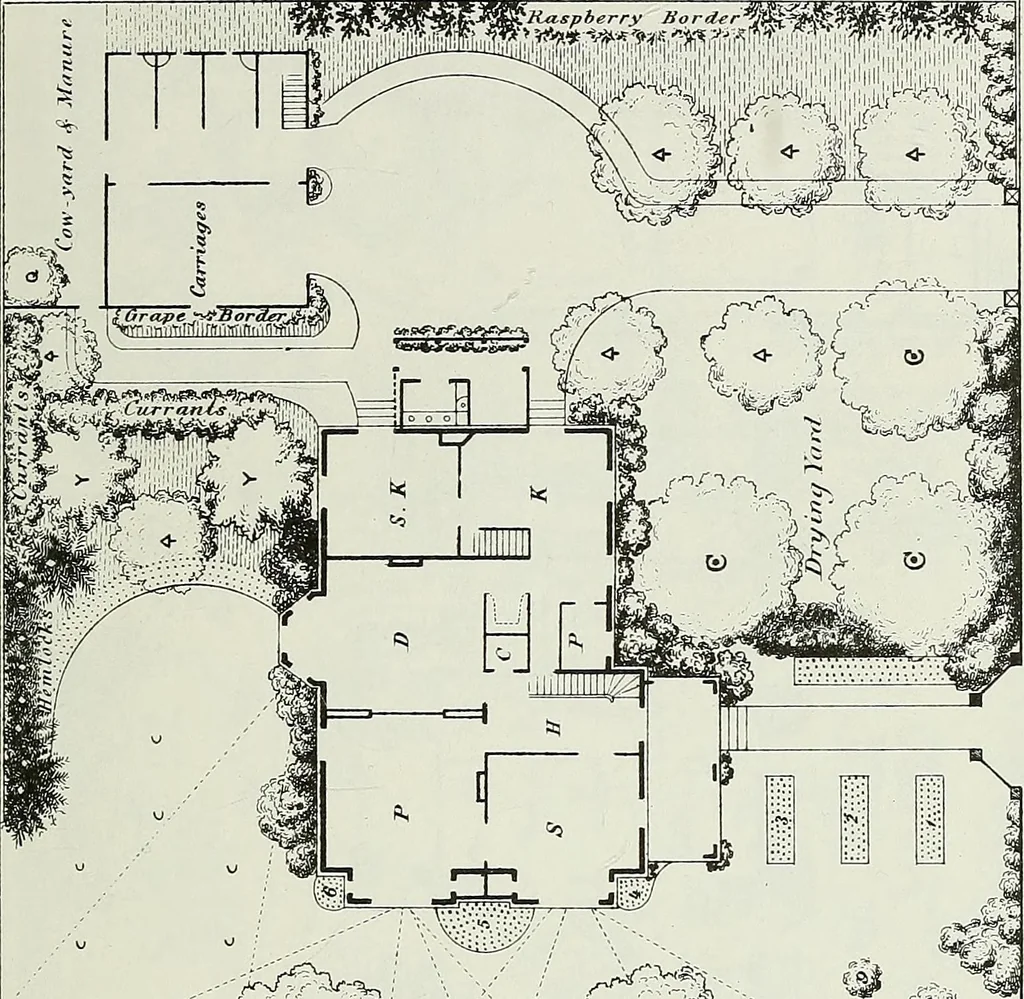 An illustration from Victorian gardens: The art of beautifying suburban home grounds, 1870, leaf 282