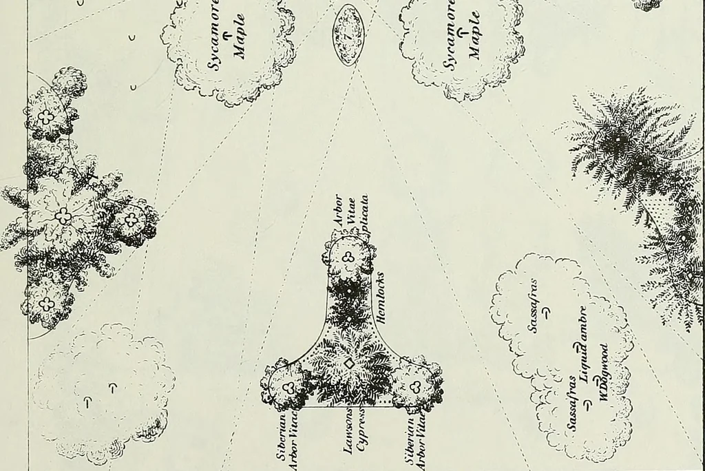 An illustration from Victorian gardens: The art of beautifying suburban home grounds, 1870, leaf 282