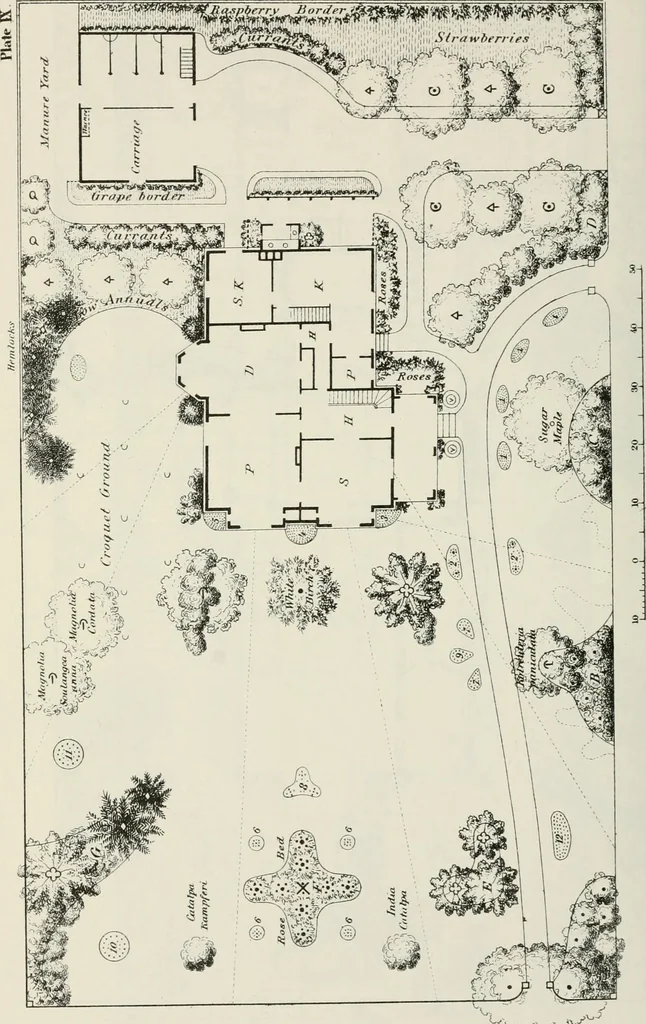 An illustration from Victorian gardens: The art of beautifying suburban home grounds, 1870, leaf 283