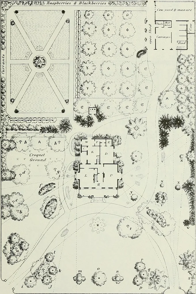 An illustration from Victorian gardens: The art of beautifying suburban home grounds, 1870, leaf 292