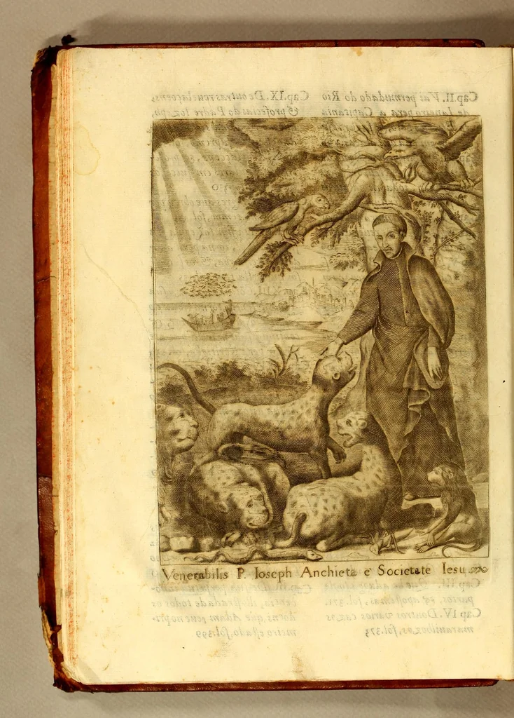 An illustration from Vida do venerauel padre Ioseph de Anchieta da Companhia de Iesu, taumaturgo do Nouo Mundo, na prouincia do Brasil., 1672, leaf 36