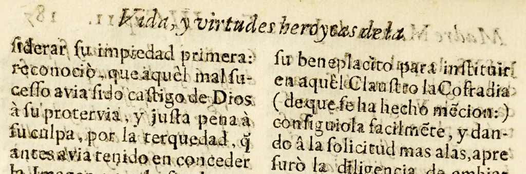 An illustration from Vida, y virtudes heroycas de la madre Maria de Jesus, religiosa professa en el Convento de la Limpia Concepcion de la Virgen Maria N. Señora de la Ciudad de los Angeles., 1676, leaf 444
