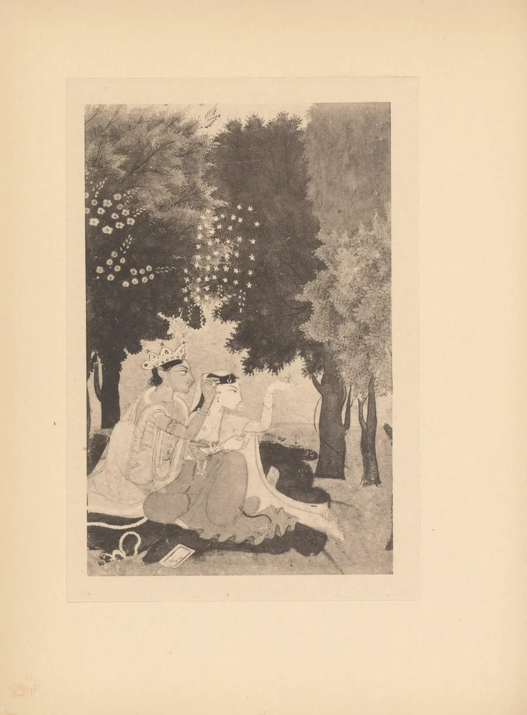 An illustration from Vidyāpati : Bangīya padābali; songs of the love of Rādhā and Krishna, 1915, leaf 122