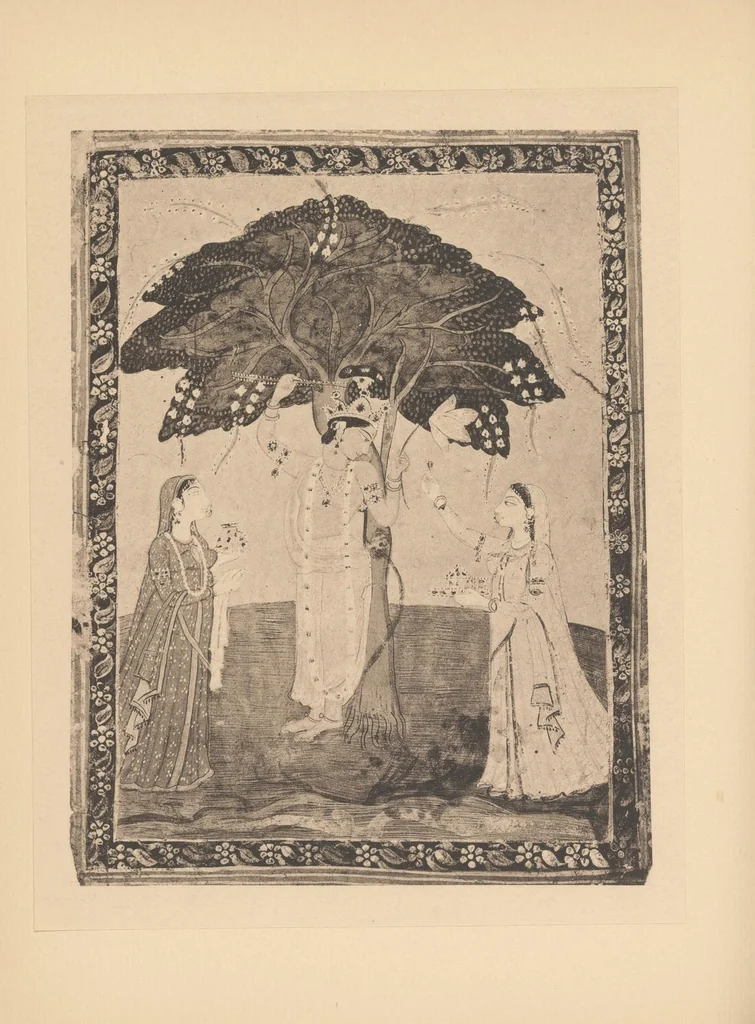 An illustration from Vidyāpati : Bangīya padābali; songs of the love of Rādhā and Krishna, 1915, leaf 62