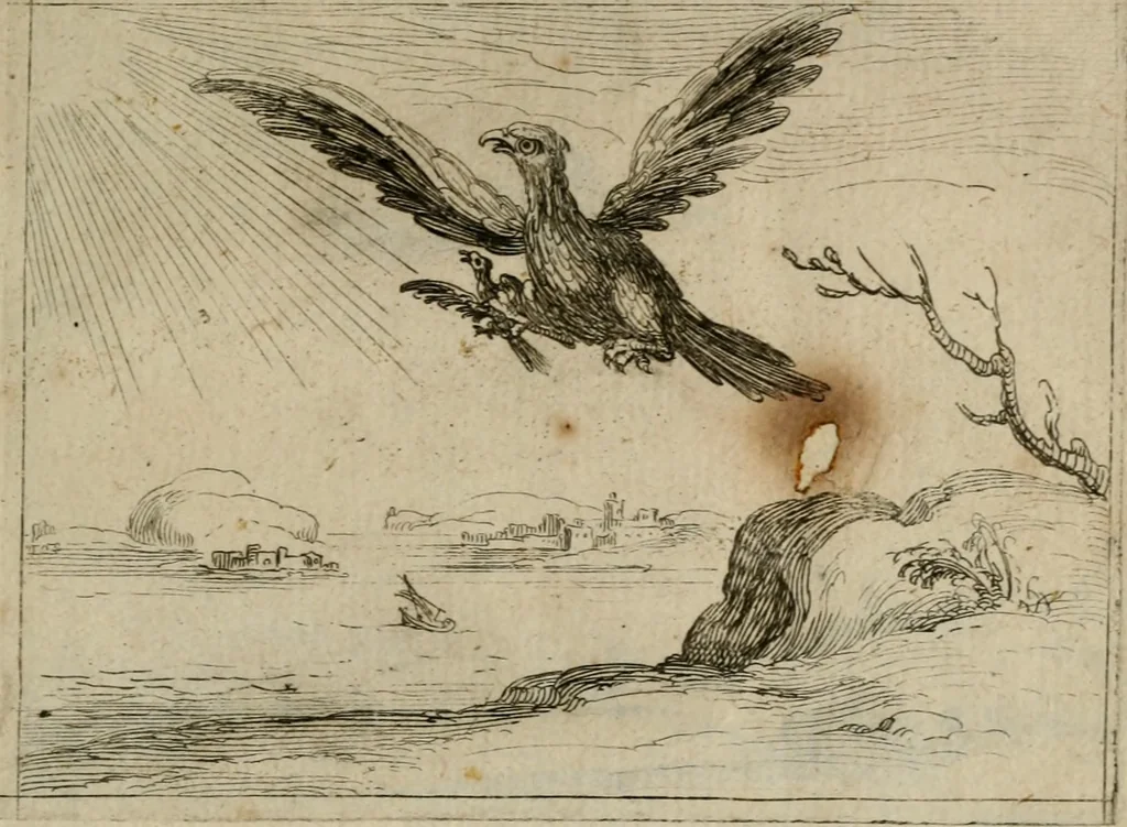 An illustration from Vie de la Mere de Dieu representée par emblesmes = Vita Beatae Mariae Vir. Matris Dei emblematib[us] delineata, 1628, leaf 28