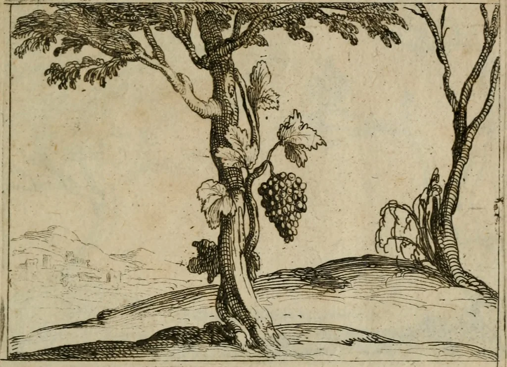 An illustration from Vie de la Mere de Dieu representée par emblesmes = Vita Beatae Mariae Vir. Matris Dei emblematib[us] delineata, 1628, leaf 32