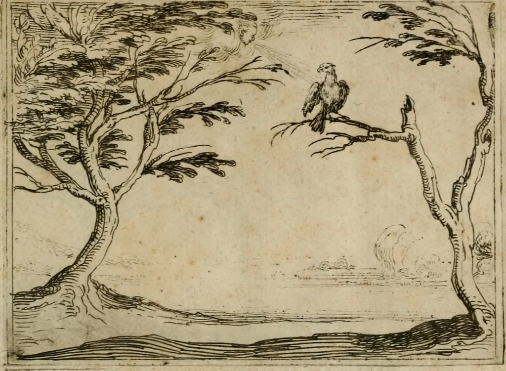 An illustration from Vie de la Mere de Dieu representée par emblesmes = Vita Beatae Mariae Vir. Matris Dei emblematib[us] delineata, 1628, leaf 34