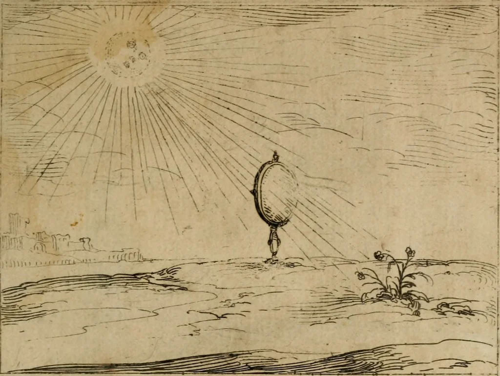 An illustration from Vie de la Mere de Dieu representée par emblesmes = Vita Beatae Mariae Vir. Matris Dei emblematib[us] delineata, 1628, leaf 44