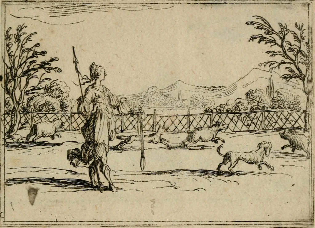 An illustration from Vie de la Mere de Dieu representée par emblesmes = Vita Beatae Mariae Vir. Matris Dei emblematib[us] delineata, 1628, leaf 54