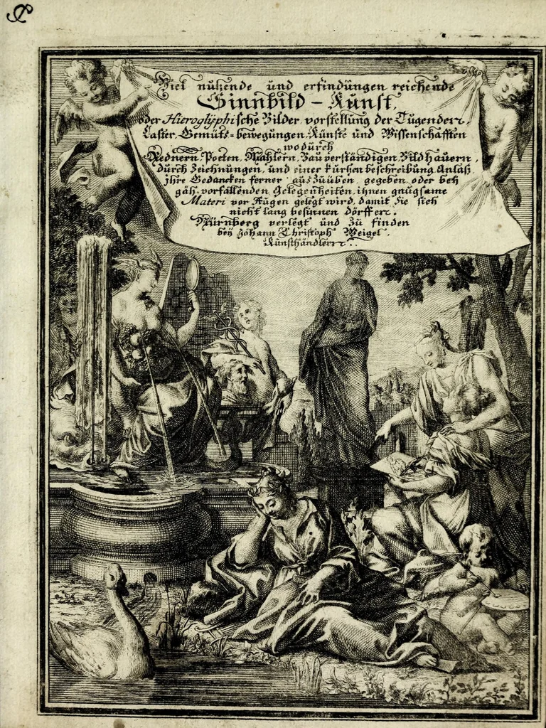 An illustration from Viel nutzende und erfindungen reichende Sinnbild-Kunst, oder, Hieroglyphische Bilder Vorstellung der Tügender, Laster, Gemuts-Bewegüngen Künste und Wissenschafften .., 1700, leaf 5