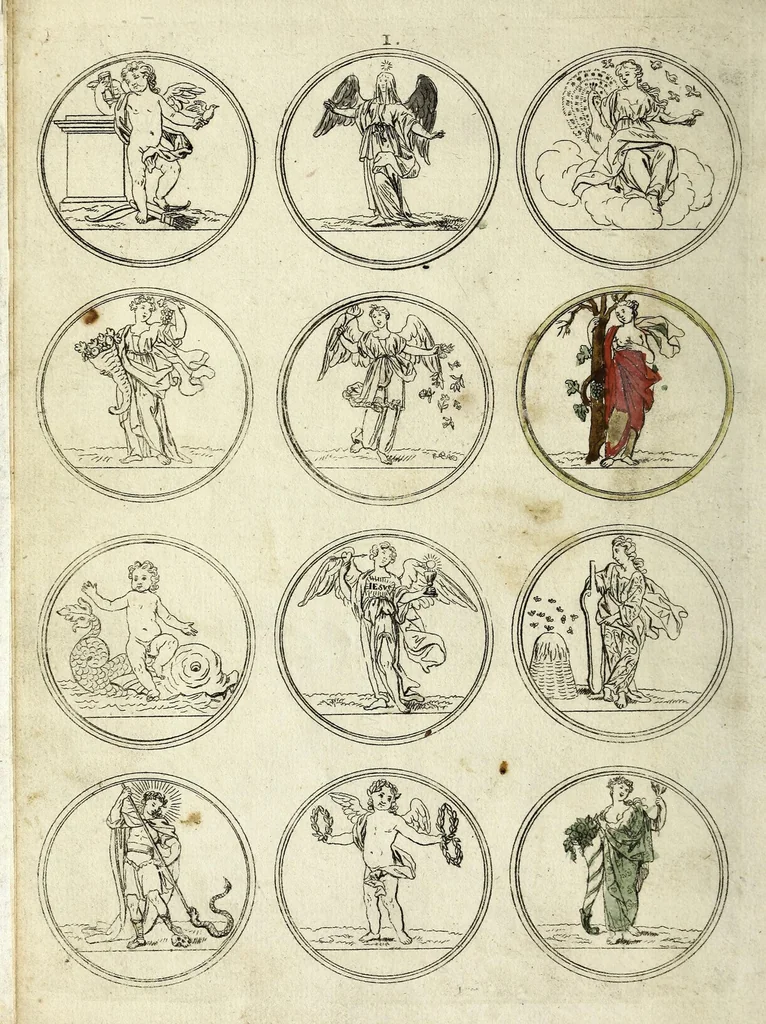 An illustration from Viel nutzende und erfindungen reichende Sinnbild-Kunst, oder, Hieroglyphische Bilder Vorstellung der Tügender, Laster, Gemuts-Bewegüngen Künste und Wissenschafften .., 1700, leaf 8
